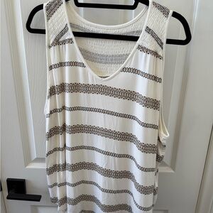 Market & Spruce Cream and Brown Striped Tank Top